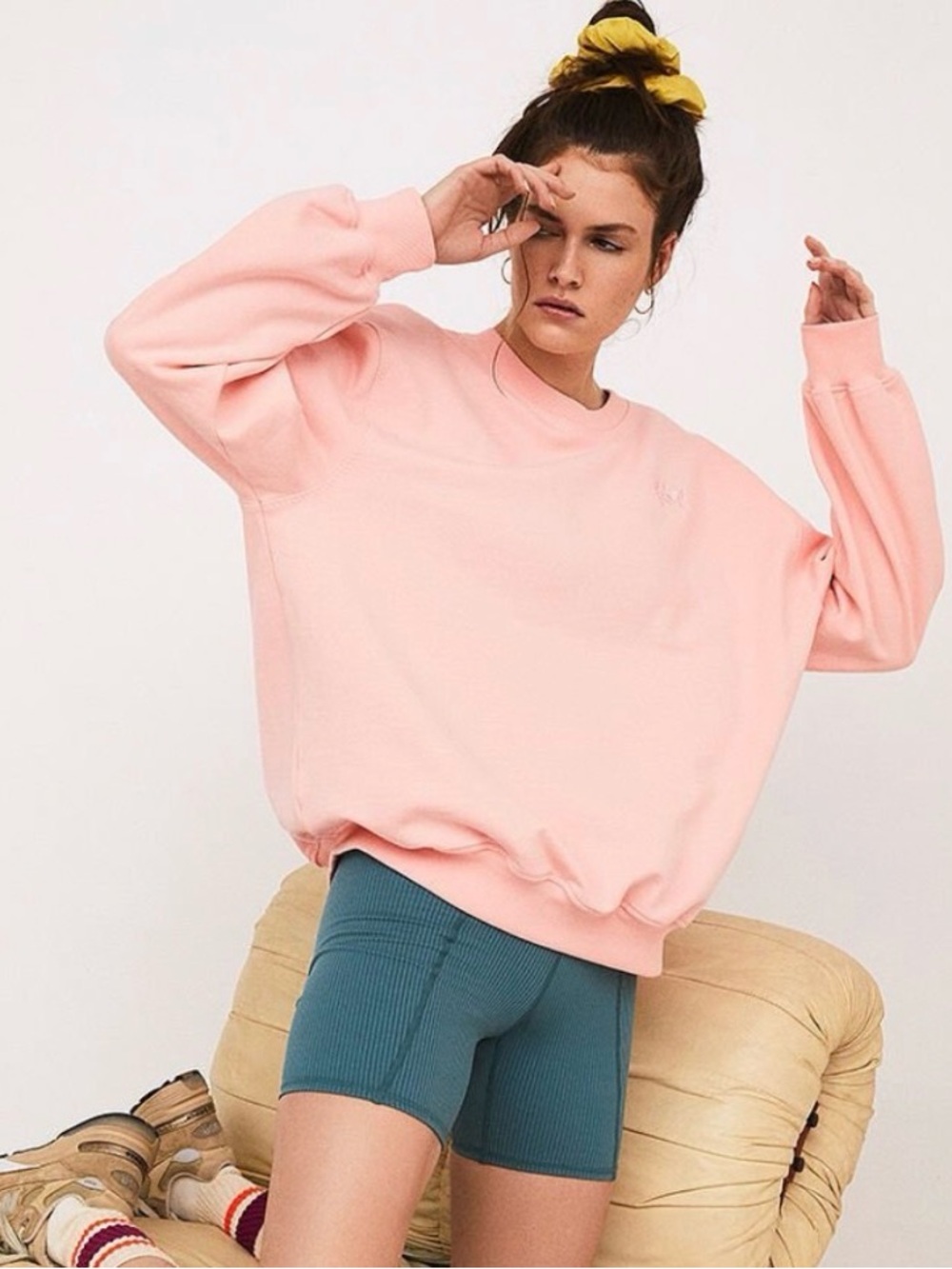 For Love & Lemons Blush Oversized Crewneck Sweatshirt